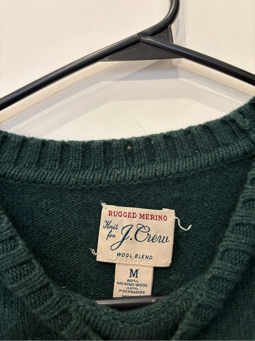 J. Crew Rugged Merino Forest Green Crewneck Sweater